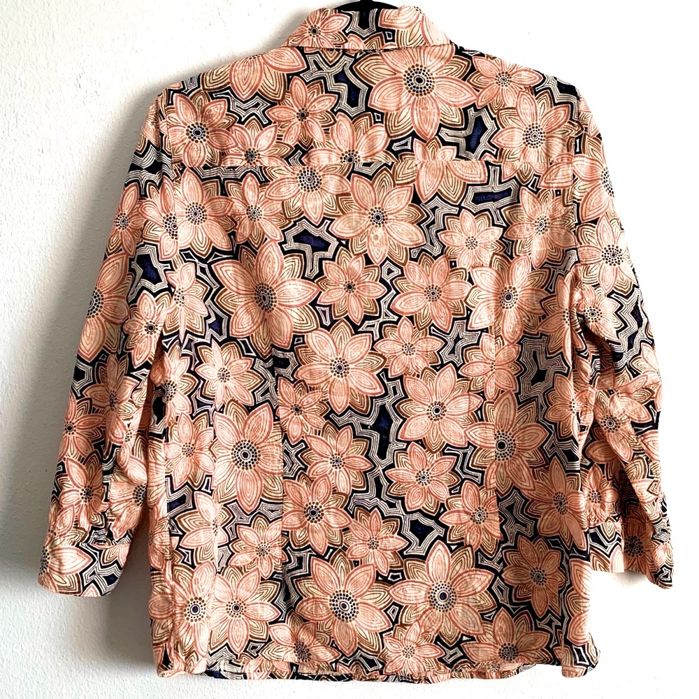 Alfred Dunner Vintage 100% Cotton Floral Print Buttoned Short Sleeves Shirt - Picture 2 of 5